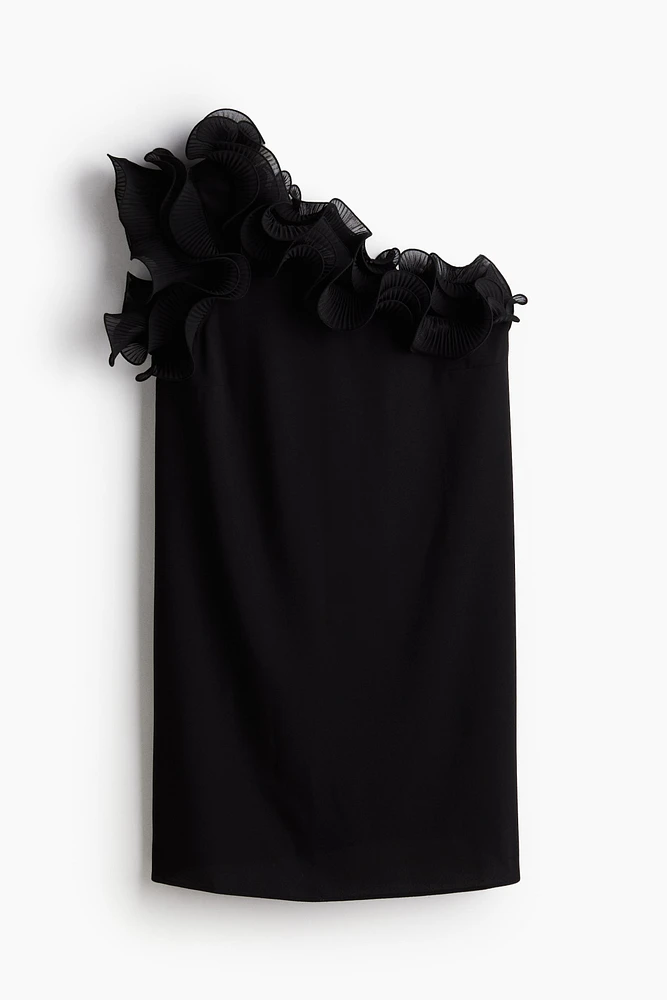 Ruffle-Trimmed One-Shoulder Dress