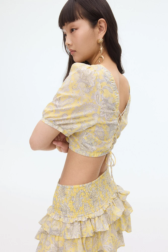 Lacing-detail cotton blouse