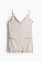Lace-Trimmed Microfiber Pajamas