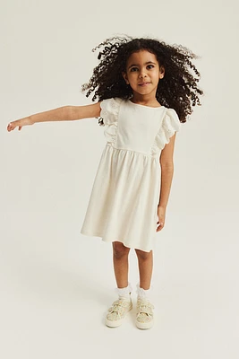 Flounce-trimmed Jersey Dress