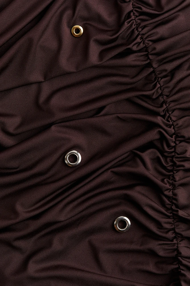 Eyelet-Detail Asymmetric Dress