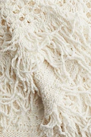Fringe-Trimmed Hole-Knit Dress