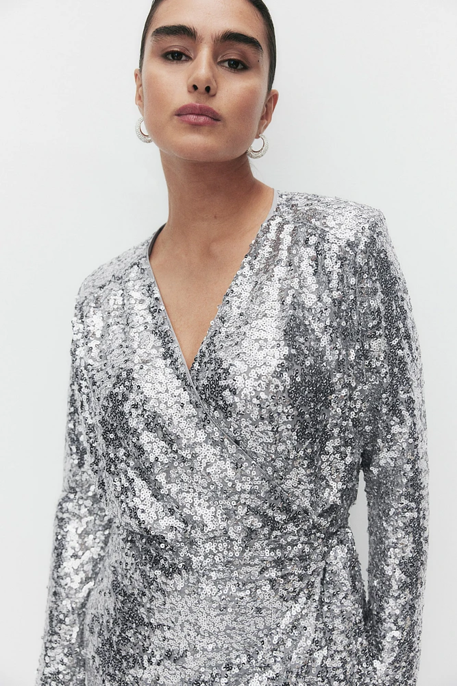 Robe portefeuille à sequins