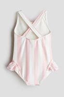 Printed Ruffle-Trimmed Swimsuit