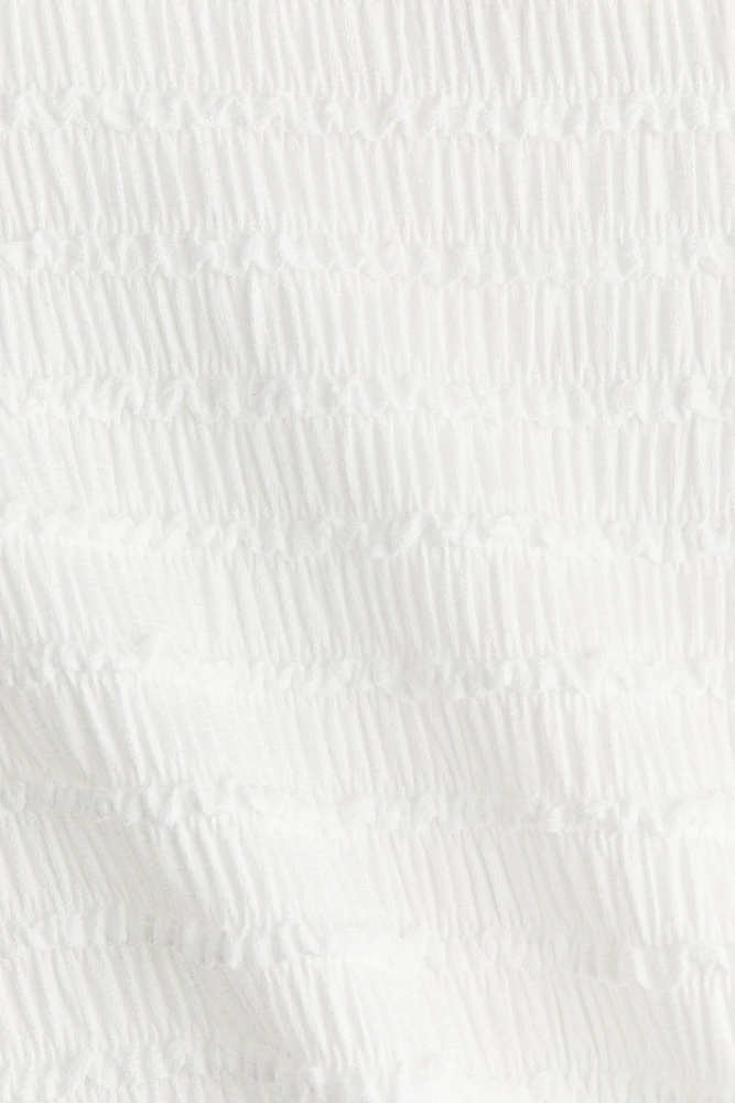 Smocked Top with Overlocked Trim