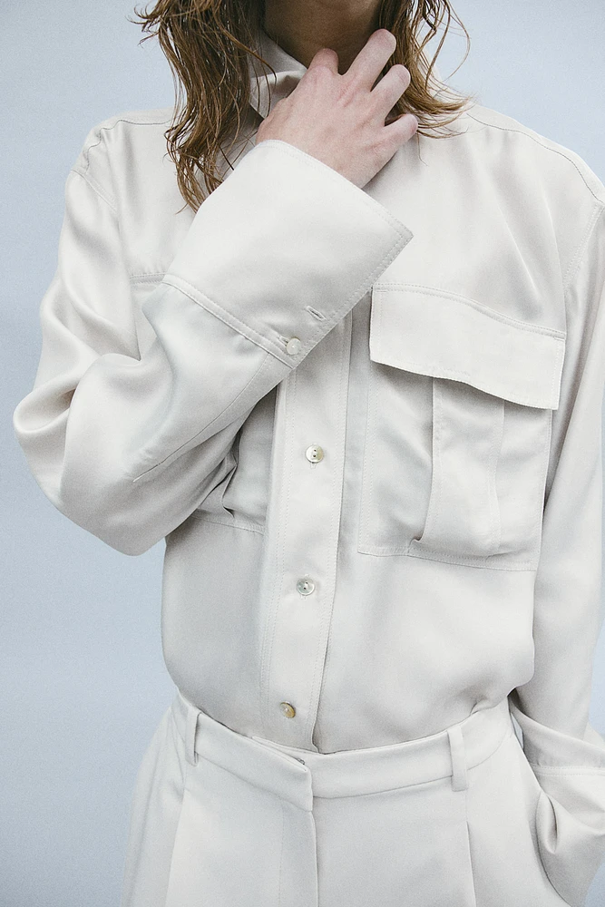 Silk-blend Utility Shirt