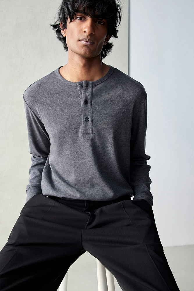 Ribbed Henley Shirt
