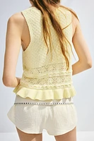 Crochet-Look Sleeveless Top
