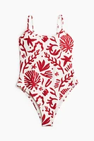 Padded-Cup High-Leg Swimsuit
