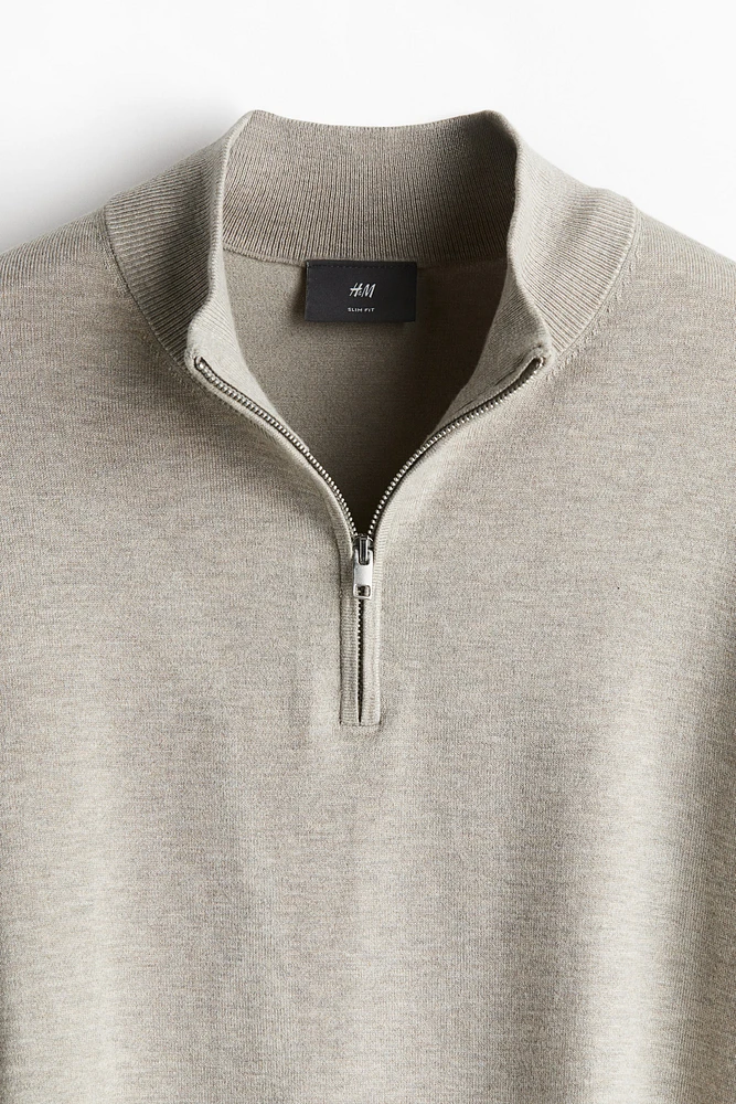 Slim Fit Half-Zip Fine-Knit Sweater