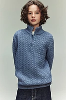 Cable-Knit Half-Zip Sweater