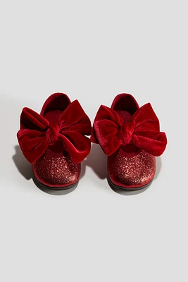 Velvet-Bow Ballet Flats