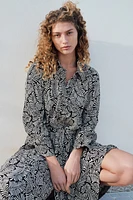Tie-belt viscose shirt dress