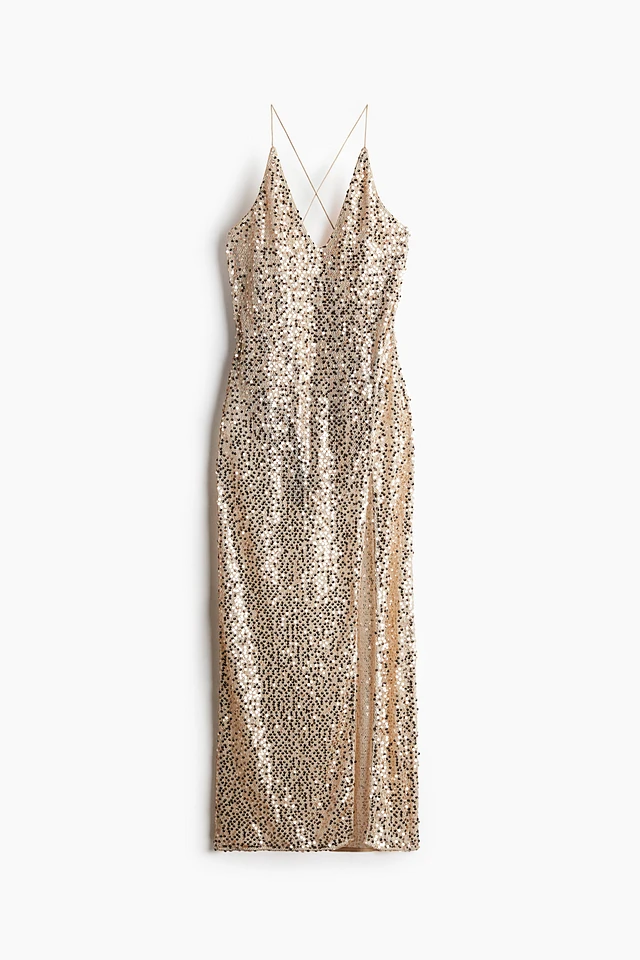 h and m sequin dress Ladies - Dark Brown Bow-Detail Sequined Dress - Size: XXL