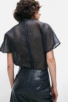 Pleat-Detail Organza Blouse