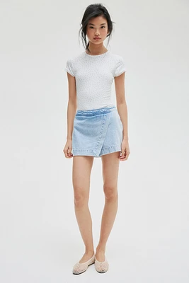 Jupe-short croisée en denim
