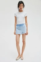 Jupe-short croisée en denim