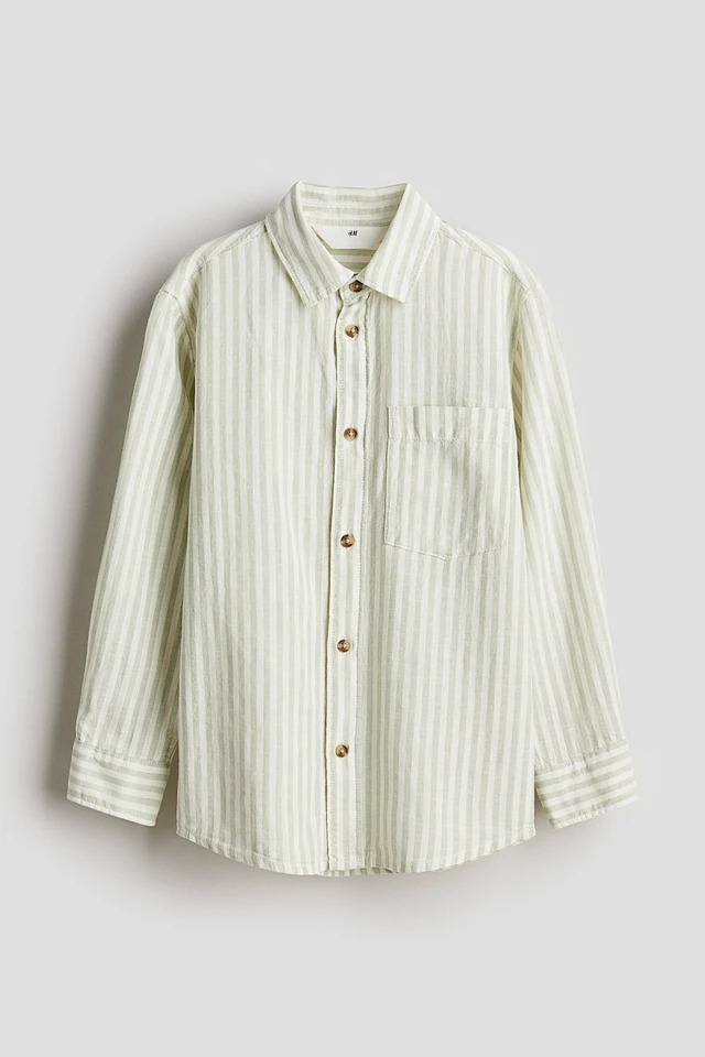 Long-sleeved Linen-blend Shirt