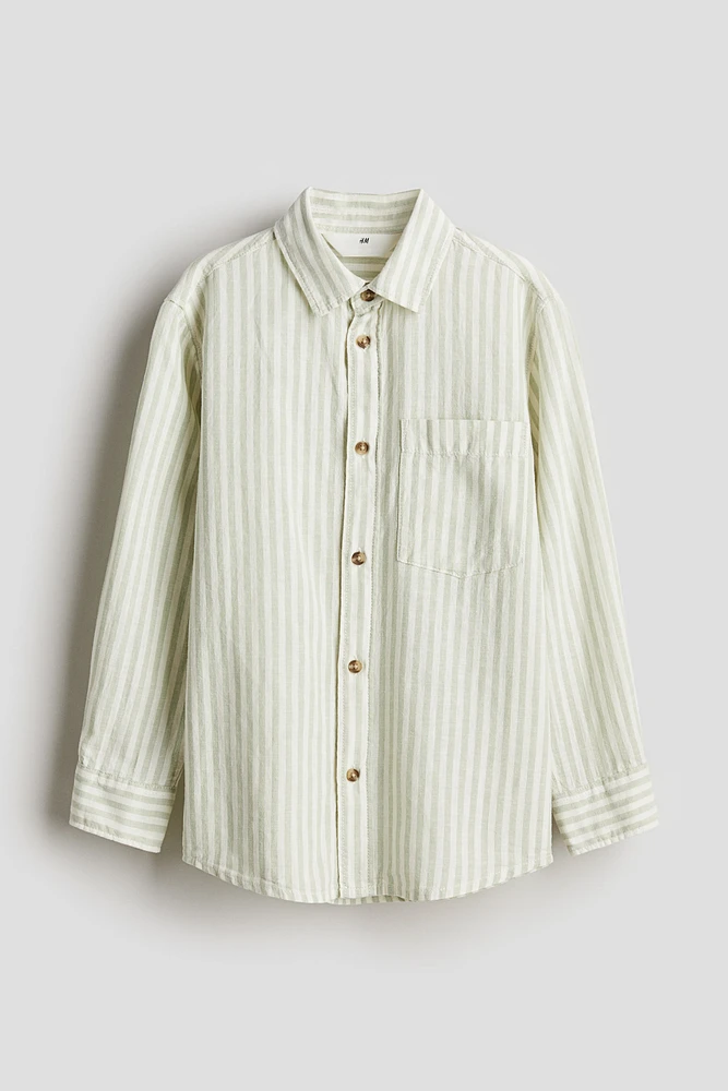 Long-sleeved Linen-blend Shirt