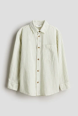 Long-sleeved Linen-blend Shirt