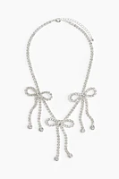 Bow-Detail Rhinestone-Chain Necklace