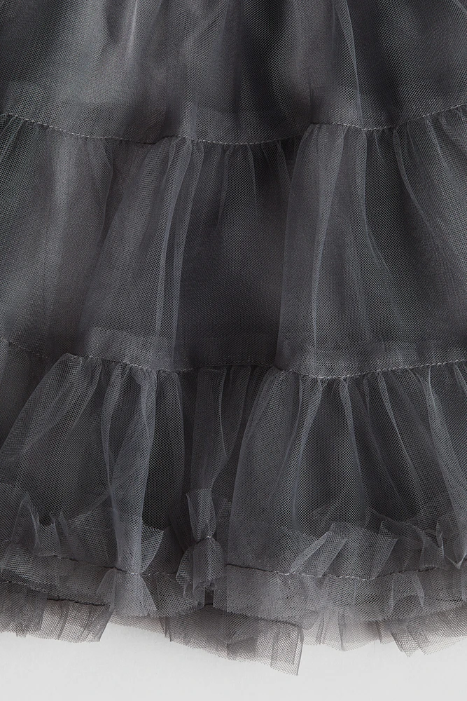 Velour Dress with Tulle Skirt