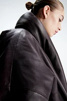 Leather Jacket with Shawl Collar