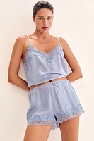 Lace-trimmed Satin Pajamas