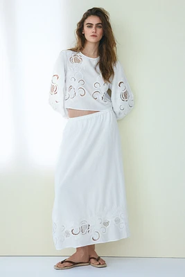 Cotton Skirt with Eyelet Embroidery