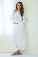 Cotton Skirt with Eyelet Embroidery