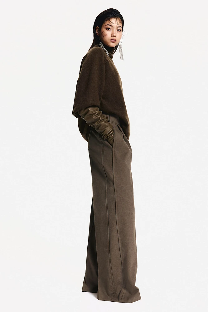 Wide-Leg Twill Pants