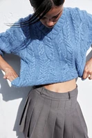 V-Neck Cable-Knit Sweater