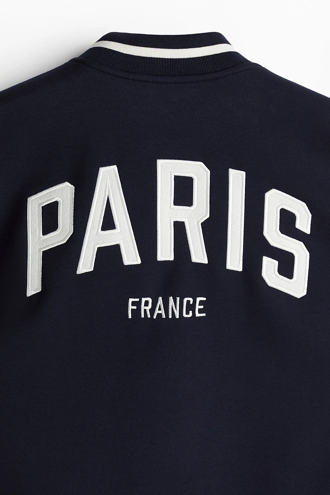 Motif-Detail Baseball Jacket