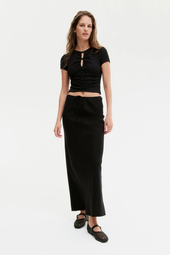 Bead-Detail Ruched Top