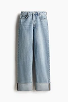 Straight-Cut Foldover-Cuff Jeans