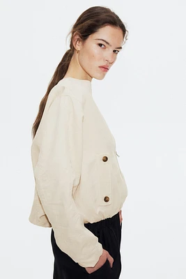 Linen-Blend Bomber Jacket
