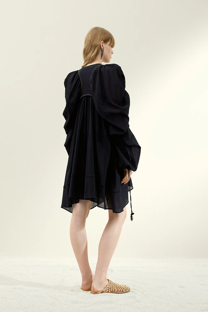 Robe en coton froissé