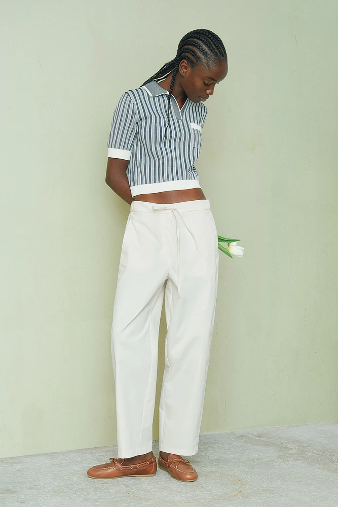 Ankle-Length Barrel-Leg Pants