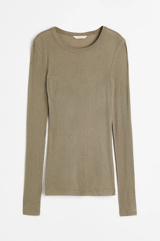 Ribbed Silk-blend Top