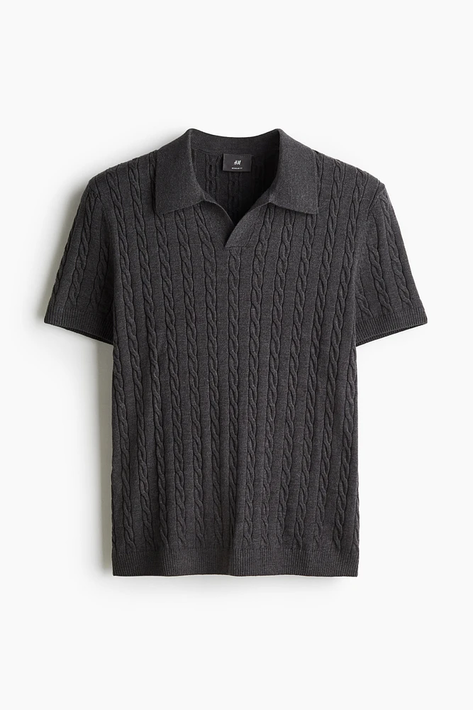 Regular-Fit Cable-Knit Polo Shirt