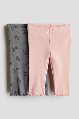 Lot de 2 leggings en coton côtelé