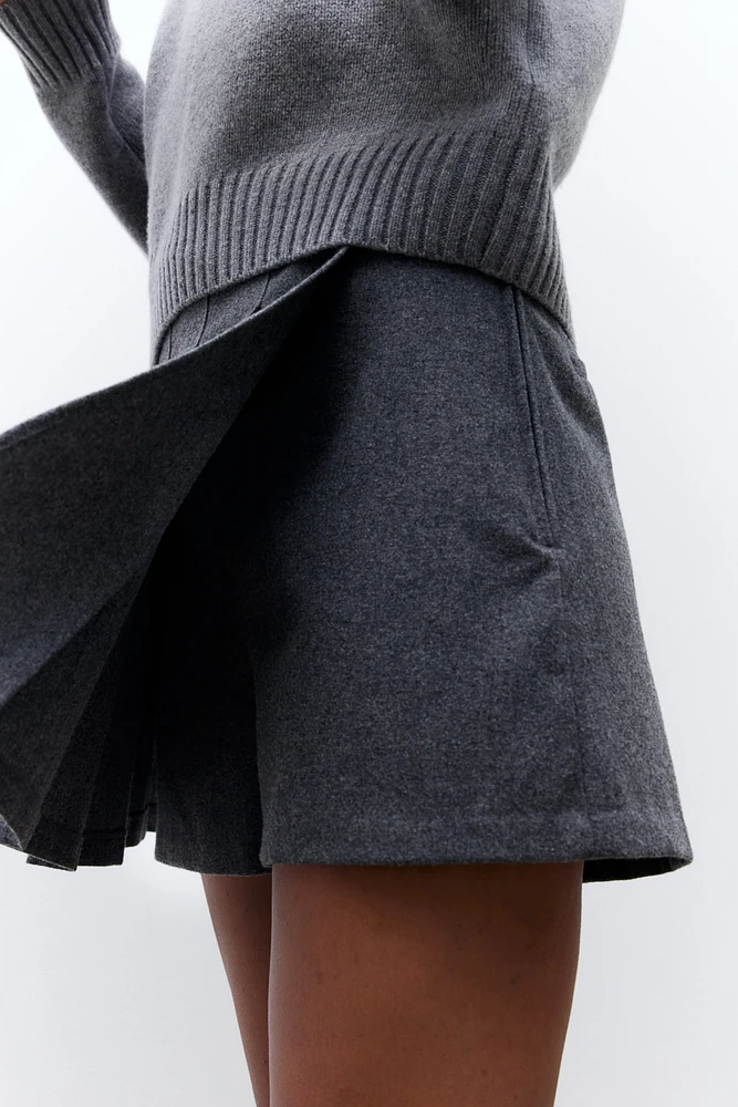 Pleated Wool-Blend Skort