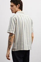 Chemise texturée coupe classique à col cubain