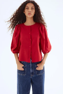 Linen-Blend Blouse