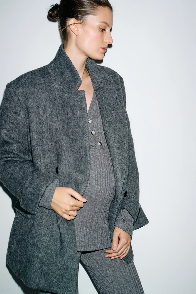 MAMA Rib-Knit V-Neck Top
