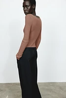 Rib-knit Sweetheart-neckline Top