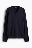 Slim Fit Fine-Knit V-Neck Sweater