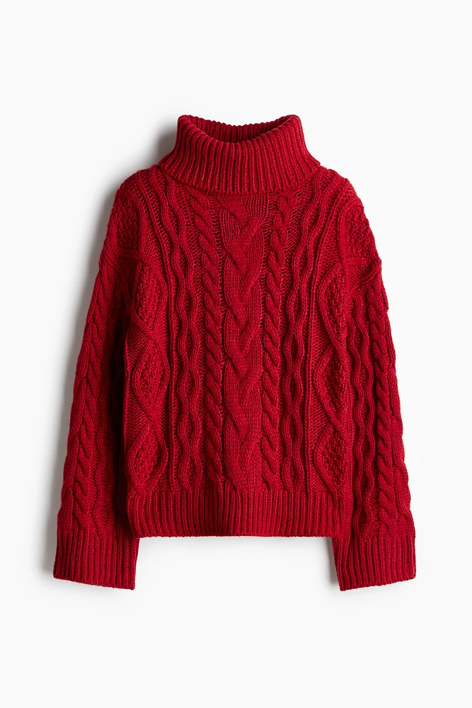 Cable-Knit Turtleneck Sweater