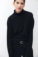 Fine-Knit Mock Turtleneck Sweater