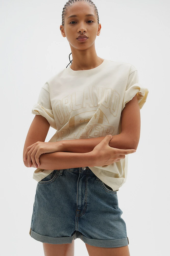Short en denim avec taille haute